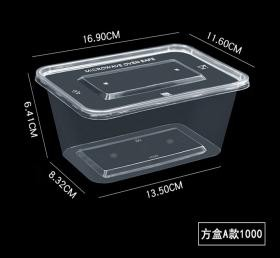 Injection molded rectangular lunch box -1000ml