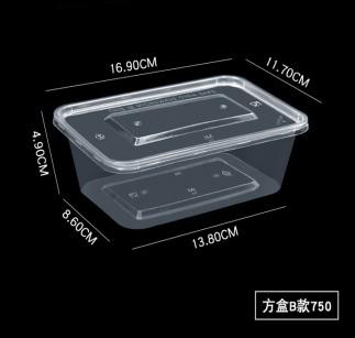 Injection molded rectangular lunch box -750ml